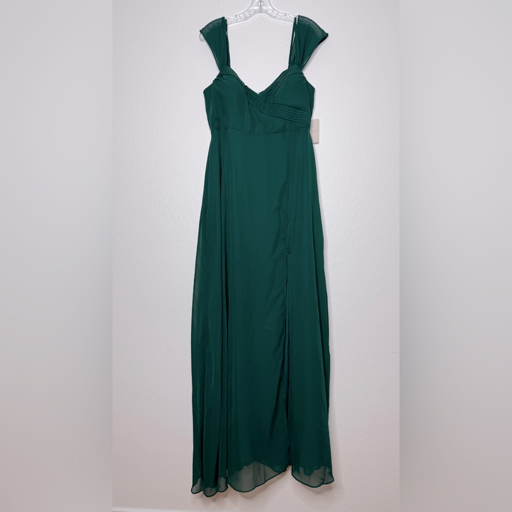 Birdy Grey Emerald Green Spence w/ Slit Bridesmaid Prom Dress Size L BG2011EM04S